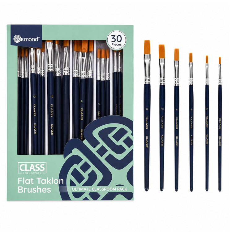 Ormond 30 Pack Flat Taklon Brushes Class Collection